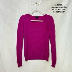 Ann Taylor 100% Cashmere V Neck Sweater Fuchsia Barbiecore Soft Girl‎ S Cozy